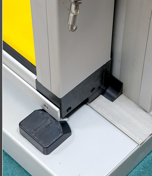 Hinged door leaf and lock hardware after installation.